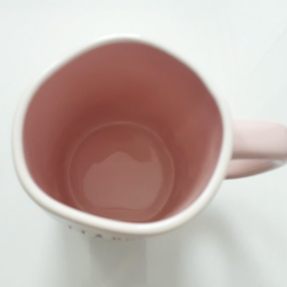 Rae Dunn Mug 'Happily Ever After' with Pink Interior and Handle - Picture 2 of 4